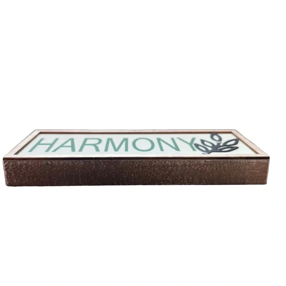 Harmony Inspirational Quote Decorative Wooden Cream And Green Wooden Sign New - Picture 2 of 6